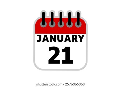  January calendar icon text page monthly web design on red, black and white background vector, icon, or illustration with the month of January 