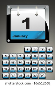January calendar icons. Set 2014