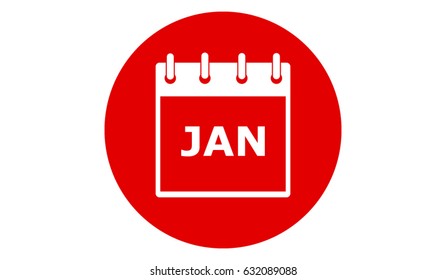 january calendar red vector icon