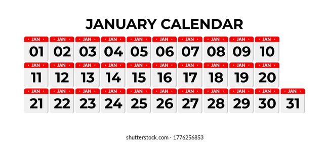 January calendar, calendar set icon with shadow