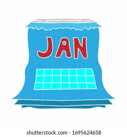 January calendar vector design. digital hand drawn style. grain texture
