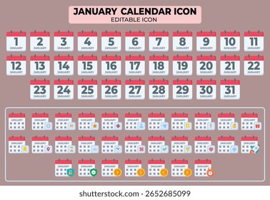 January calendars collection, scheduling tools for important dates and appointments, design