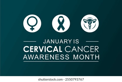 January is Cervical Cancer Awareness Month vector. Cervical cancer teal awareness ribbon icon vector 