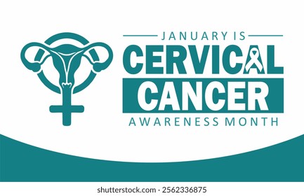 January is Cervical Cancer Awareness Month vector. Medical uterus icon vector isolated on a white background. Important health awareness design.