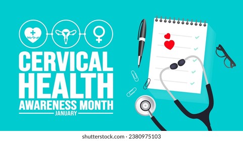 January is Cervical Health Awareness Month background template. Holiday concept. background, banner, placard, card, and poster design template with text inscription and standard color. vector.