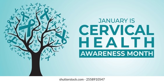 January is cervical Health awareness month. Vector template for banner, greeting card, poster with background. Vector illustration.