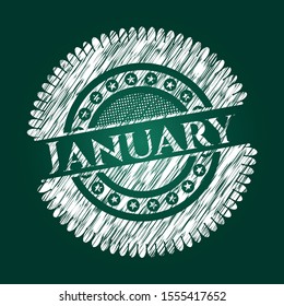 January chalk emblem. Vector Illustration. Detailed.