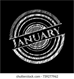 January chalkboard emblem written on a blackboard