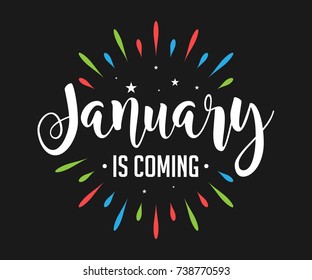 January Coming Firework Vector Greeting Welcome Stock Vector (Royalty ...