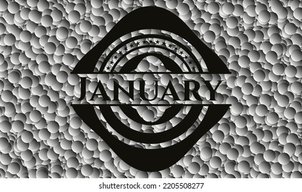 January dark icon or emblem with bubbles background. Vector Illustration. Detailed. 