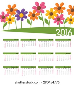 January to December 2016 Calendar