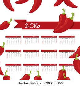 January to December 2016 Calendar