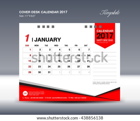 january desk calendar 2017 design template のベクター画像素材