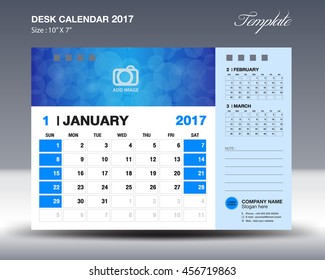 January Desk Calendar 2017 Template for business