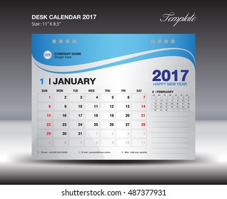 january Desk Calendar 2017 template, flyer design, business flyer
