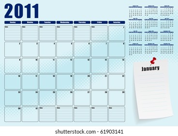 January desk planner for 2011
