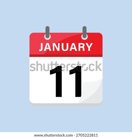 January eleventh calendar icon flat design style weekly event reminder schedule graphic