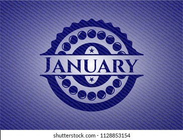 January emblem with denim texture