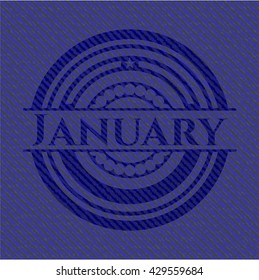 January emblem with denim texture