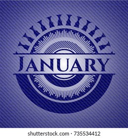 January emblem with denim texture