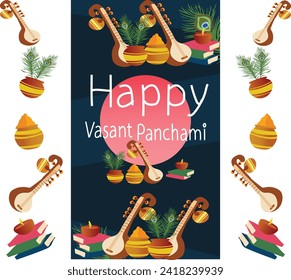 January - February is Happy Vasant Panchami vector illustration

