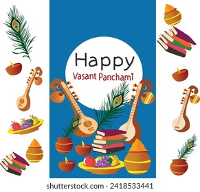 January - February is Happy Vasant Panchami vector illustration

