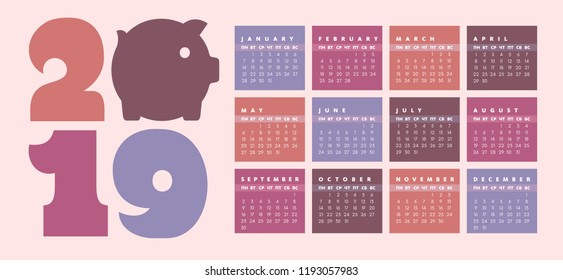 January, February, March, April, May, June, July, August, September, October, November, December. Calendar for 2019