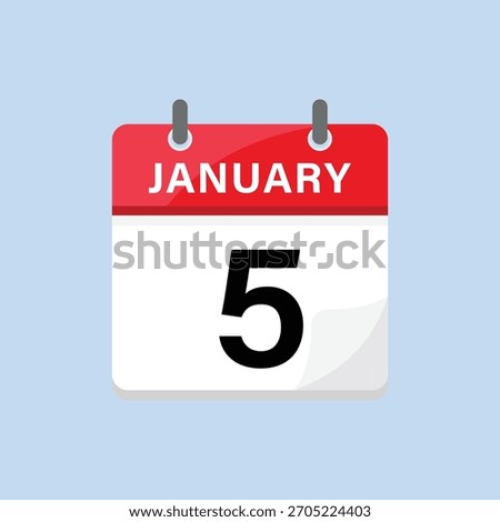 January fifth calendar icon flat design style business meeting reminder schedule template