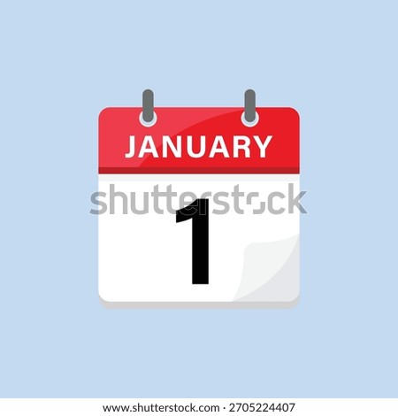 January first calendar icon flat design style reminder for new year day