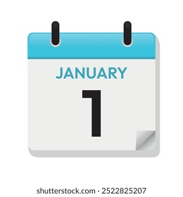 January First. Jan 1st. Calendar Page in Flat Design. Blue Vector. Time Concept. Day Illustration Symbol. Month. Date Icon. Daily.