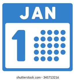 January First vector icon. Style is flat symbol, cobalt color, rounded angles, white background.