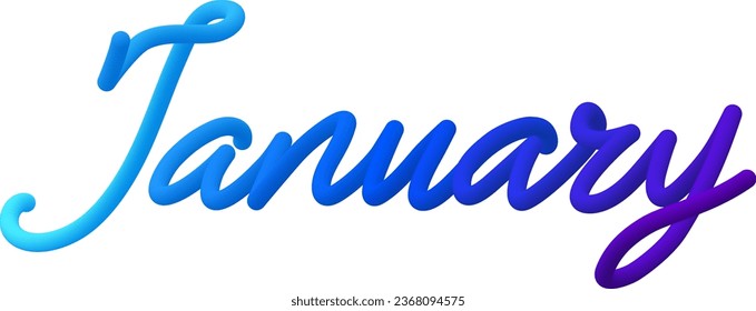 January fluid text with dynamic curved lines made of blended colorful circles. Vector illustration.