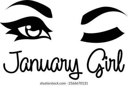 January Girl Winking with one eye shut