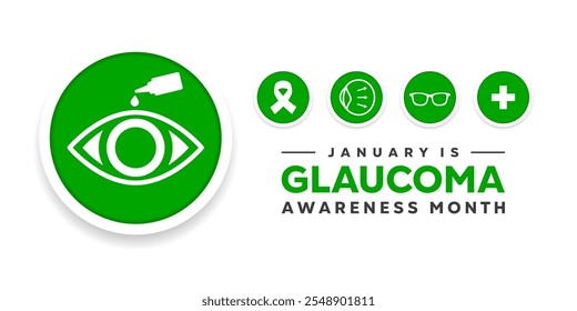 January Is Glaucoma Awareness month. Great for cards, banners, posters, social media and more. White background. 