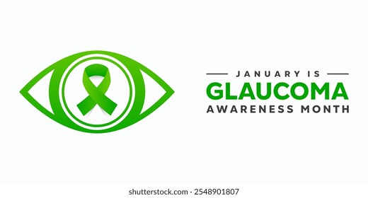 January Is Glaucoma Awareness month. Ribbon and eye. Great for cards, banners, posters, social media and more. White background. 