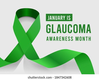 January is Glaucoma Awareness Month. Vector illustration with green ribbon on background