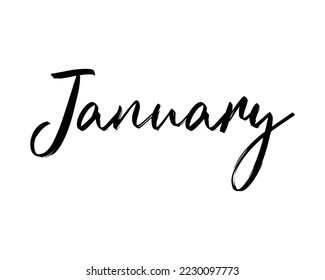 January hand writing word creative design vector template.