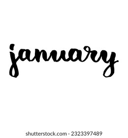 January Handwriting names of calendar black and white script