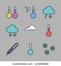 january icon set. vector set about thermometers, snow, snowing and thermometer icons set.