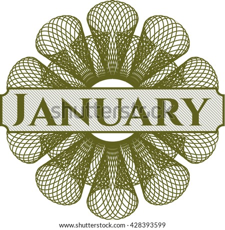 January inside a money style rosette