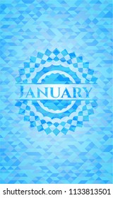 January light blue emblem with mosaic background