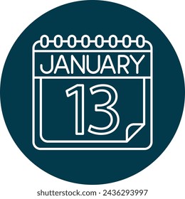 January Line Circle Icon Design For Personal And Commercial Use