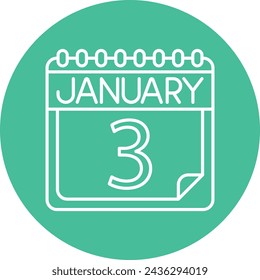 January Line Circle Icon Design For Personal And Commercial Use