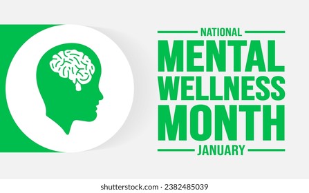 January is Mental Wellness Month background template. Holiday concept. background, banner, placard, card, and poster design template with text inscription and standard color. vector illustration.