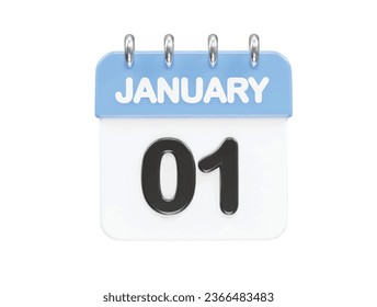 January month calendar icon 3d rendering illustration