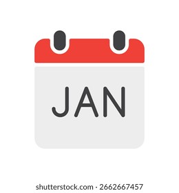 Kalendersymbol für den Januar-Monat. Vektorgrafik. Flaches Design. Bearbeitbarer Strich. Kalendersymbol. Wintermonatszeichen.