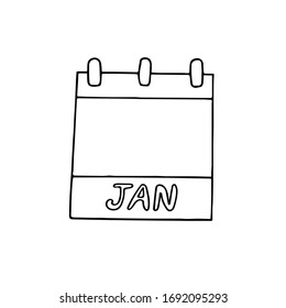 January month calendar page hand drawn in doodle style. simple scandinavian liner. planning, business, date, day. single element for design icon