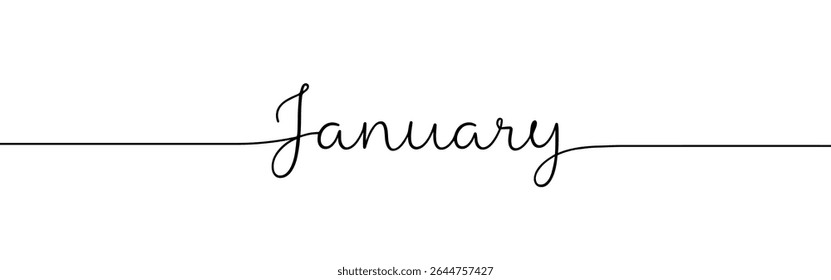 Janeiro mês contínuo um desenho de linha com palavra. Desenho minimalista da ilustração de frase.