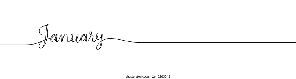 Mes de enero continuo una línea de dibujo con la palabra. Dibujo minimalista de ilustración de frase.