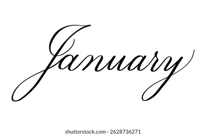 January month hand written using calligraphic style